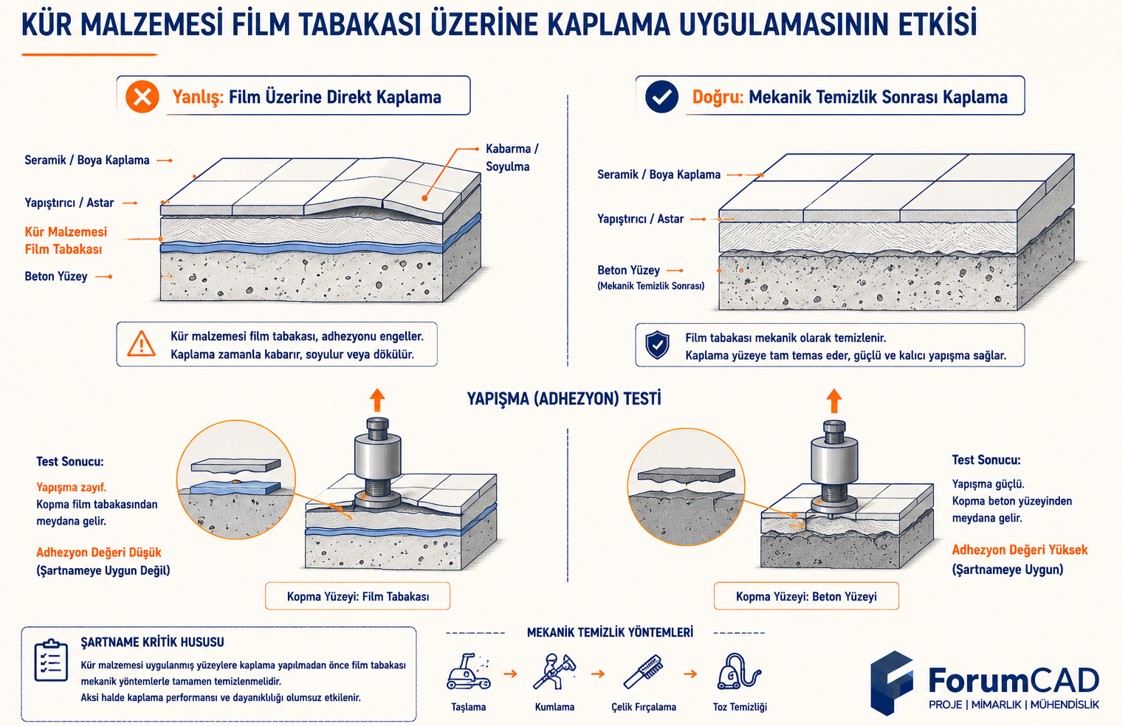 Kür malzemesi film tabakası ve sonraki kaplama yapışma sorunu kesit şeması