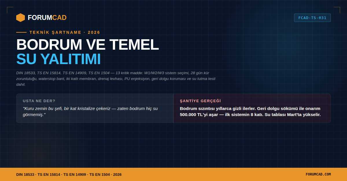 Bodrum ve Temel Su Yalıtımı Teknik Şartnamesi: Usta Bahaneleri ve Şantiye Gerçekleri