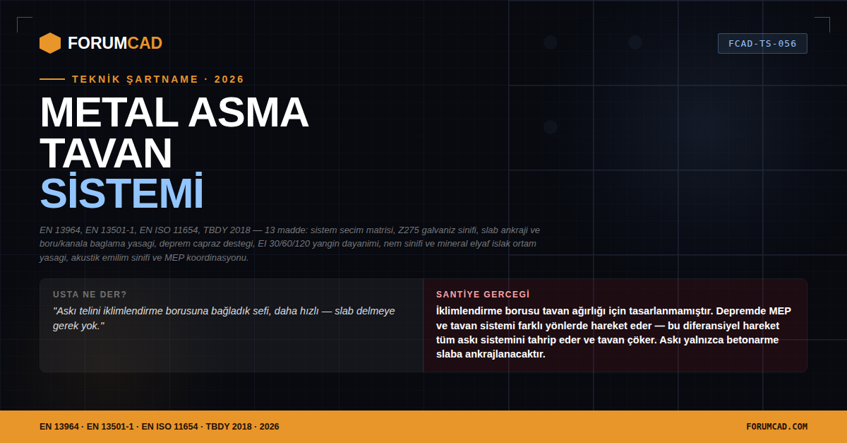 Metal Asma Tavan Sistemi Teknik Şartnamesi